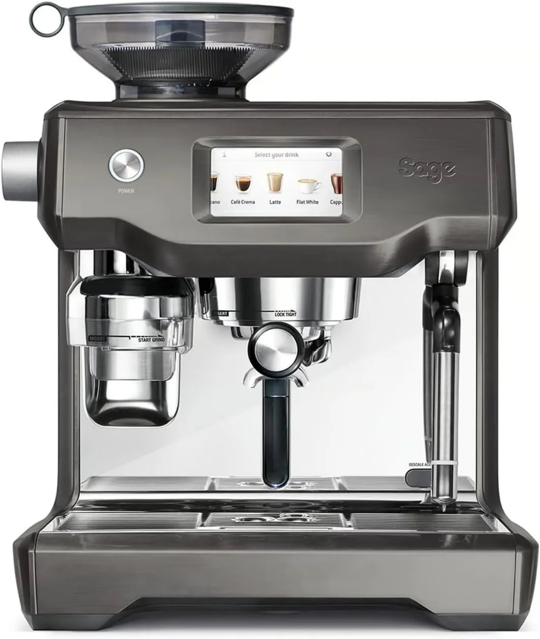 Cafetera, acero inoxidable, Touch, Automática, Negro