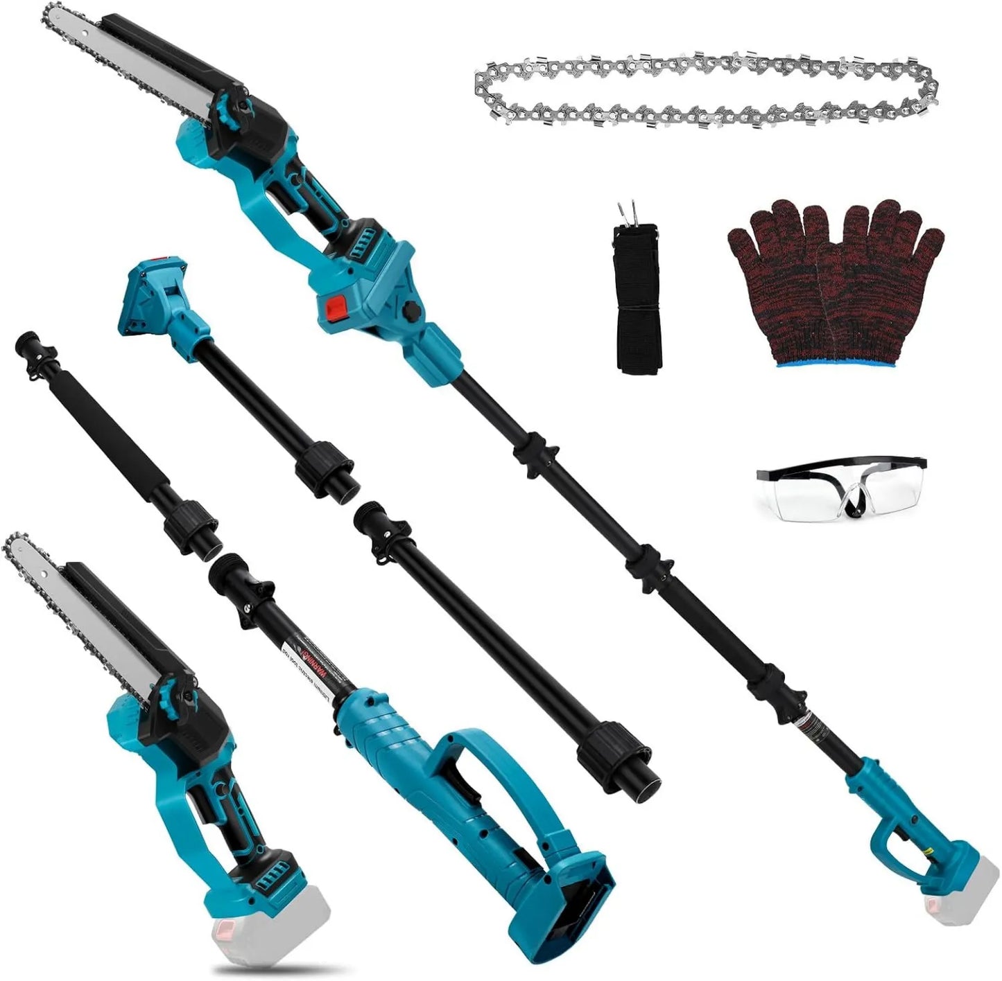 Makita motosierra, 18 V, 8 pulgadas, 2 m, con batería compatibles, minisierra de cadena sin escobillas, con barra de extensión, 4,5 m