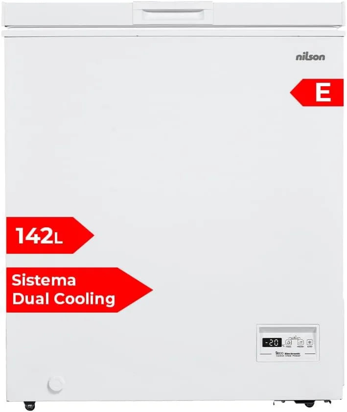 Congelador NCH1500EDC, 142 Litros, Blanco Nilson . Capacidad, Doble Refrigeración, Modo Súper Congelación, Tecnología Cíclica, Puerta con Bisagra