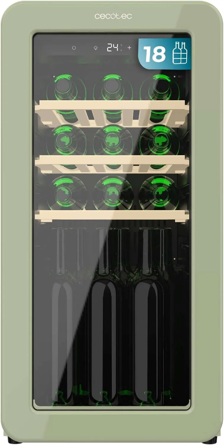 Cecotec vinoteca, tecnología No Frost, 18 Botellas, Estantes de Madera