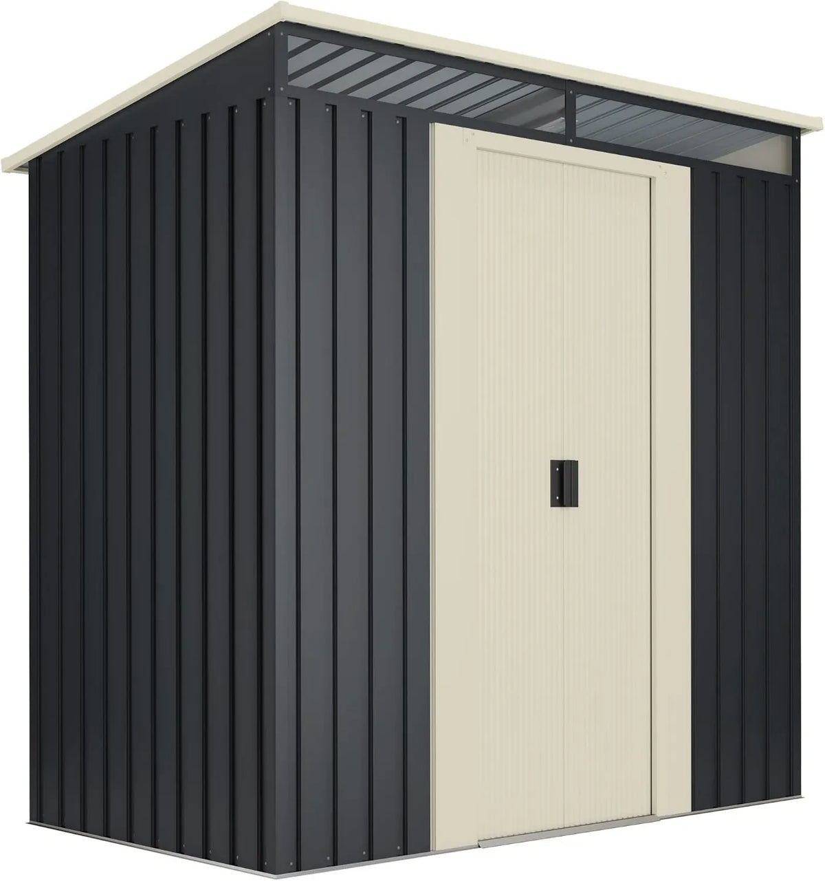 Cobertizo de jardín, 2,3 m², 195 x 121 x 196 cm, Exterior Stark, Lucernario de Policarbonato, Puerta Corredera Doble, Techo Inclinado