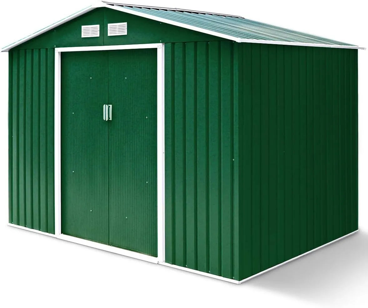 Cobertizo de jardín, 213 x 127 x 185 cm, Jardín Impermeable de 4.39 m3 con Puertas y Ventana, Hecha de Metal Galvanizado, estructura impermeable