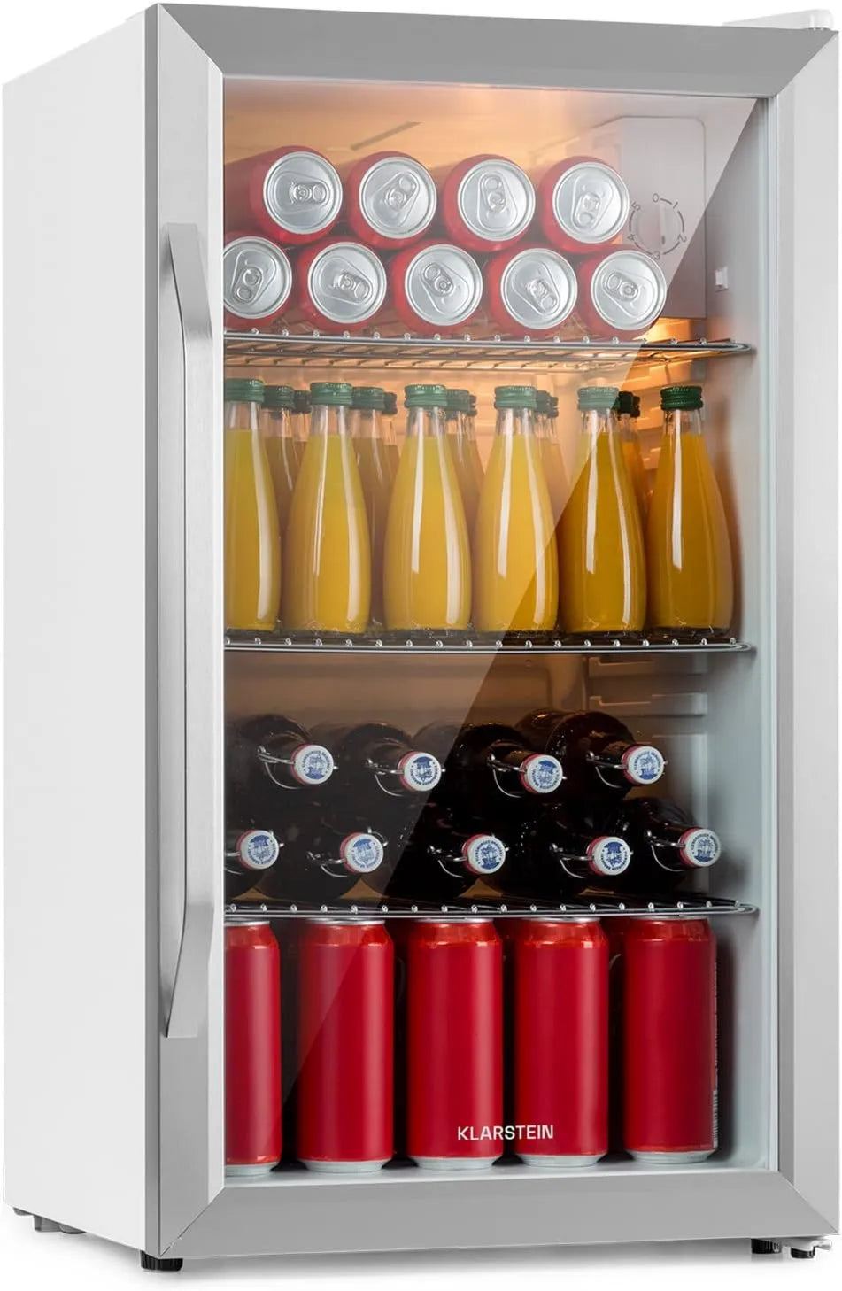 Klarstein frigorífico, 80L, Nevera Pequeña con Puerta de Cristal para Habitaciones, Eléctrico Portátil, Mini Nevera para Bebidas, Mini s con Estantes
